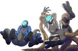 4_fingers alien anal anal_sex anus armor big_breasts breasts clothed clothing double_penetration duo faceless_character feet female fingers forced genitals group halo_(series) headgear helmet hi_res humanoid microsoft parasite partially_clothed penetration pinned pussy rape restrained sangheili spread_legs spreading tentacle tentacle_rape tentacle_sex the_flood vaginal_penetration video_games xbox_game_studios zimaku15