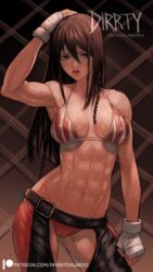 1girls abs assless_chaps attack_on_titan bikini black_hair boxing_gloves breasts cosplay costume female invertoalbedo mikasa_ackerman muscles pinup solo