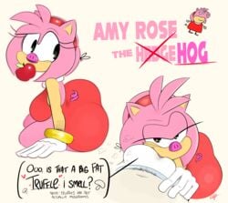 absurd_res amy_rose anthro apple apple_in_mouth ass big_ass big_butt bimbo female food fruit funny_background_event fur hi_res musk ota_(artist) peppa_pig pig_nose pig_roleplay pink_body pink_fur plant sonic_(series) sonic_the_hedgehog_(series)