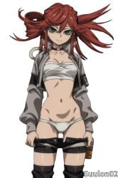 1girls ai_generated gachiakuta looking_at_viewer partially_clothed riyou_reaper solo solo_female standing suulon underwear