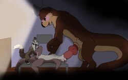 anthro arm_back back_fur back_tuft ball_size_difference balls big_balls big_penis blush brown_body cheek_tuft claws crotch_tuft darkened_balls darkened_genitalia domestic_ferret door erection facial_tuft feet fellatio fluffy fluffy_tail fur fur_tuft genitals group group_sex handjob hanging_lights hi_res hindpaw jameson jav_(zlite) knot knot_root knotted_penis leg_tuft light_source male male/male mammal markings metal mustelid musteline neck_tuft open_mouth oral oral_penetration otter paws penetration penile penis penis_size_difference raised_leg raised_tail semi-anthro sex size_difference spots spotted_markings tail tan_body tan_fur thigh_tuft threesome trio true_musteline tuft weasel zlite