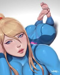 samus aran from nintendo by pinkdrawz