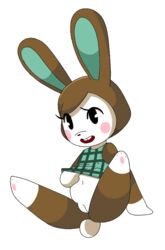 animal_crossing bottomless carmen_(animal_crossing) clothing female fur furry furry_only kekitopu nintendo pinkcookiecheong pussy rabbit tail topwear