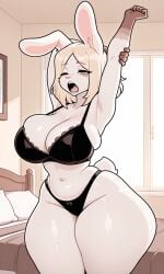 adult adult_anthro adult_female adult_woman aged_up ai_generated animation_meme_community anthro anthro_female anthro_focus anthro_only armpit bed bedroom belly_button big_breasts bra bunny_ears bunny_girl bunny_tail bunnygirl cleavage cleavage_overflow closed_eye curvy curvy_female curvy_figure female female_anthro female_focus female_only furry furry_female furry_only haibu_(rossali) hand_above_head indoors inside large_thighs medium_hair navel one_eye_closed open_mouth panties pixai slim_waist solo solo_anthro solo_female solo_focus stretching tagme teeth teeth_showing teeth_visible thick_thighs tired tired_expression tired_eyes tired_look underwear underwear_only visible_teeth voluptuous voluptuous_anthro voluptuous_female white_fur wide_hips window woman_focus woman_only woman_solo yawn yawning yellow_eyes yellow_hair youtube