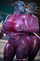2girls 3d 3d_(artwork) age_difference alien alien_girl alien_humanoid areolae_visible_through_clothing asari bioware blue_eyes bodysuit covered_navel daughter female female_focus female_only incest latex latex_bodysuit latex_skinsuit liara_t'soni mass_effect mature_female mother navel navel_visible_through_clothes nipples_visible_through_clothing older_female samara see-through_bodysuit see-through_clothing see-through_skinsuit skinsuit tentacle_hair theafterlife vixen3d watermark younger_female