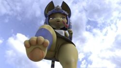 2026 3d_(artwork) absurd_res animal_crossing ankha ankha_(animal_crossing) ankha_(zy0n7) anthro anus armband armwear ass blender_(artwork) blue_hair bodily_fluids bottomless clothed clothing cloud digital_media_(artwork) domestic_cat dress egyptian egyptian_clothing feet felid feline felis female fingers food foot_fetish foot_focus genitals hair hi_res legband legwear looking_at_viewer looking_down looking_down_at_viewer mammal nintendo open_mouth pawpads paws plantigrade popsicle saliva saliva_string shortstack shortstack_female sky soles solo tail toes tongue tongue_out uberpuber uraeus vulva waking_up yellow_body