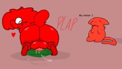 animated anthro ass balls duo food food_fetish food_penetration food_play fruit genitals improvised_sex_toy male male/male melon nakeilyar objectophilia plant red_body text watermelon wilt_(nakeilyar)