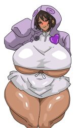 barely_clothed barely_contained barely_contained_breasts barely_covered bear_costume blush breasts brown_body brown_hair chimera53 costume dark-skinned_female dark_skin e.g.o_(project_moon) earrings huge_ass huge_breasts huge_butt limbus_company miniskirt outis_(limbus_company) outis_(project_moon) project_moon skirt tanned_female tanned_skin thick_ass thick_thighs underboob voluptuous_body voluptuous_female yellow_eyes