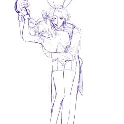 2boys blush blush_lines blushing bunny_ears bunnysuit danganronpa_another fanganronpa garter_belt garter_straps gay hair_over_one_eye male male/male male_only mask masked_male one_eye_closed one_eye_obstructed only_male sannoji_mikado sdra2 super_danganronpa_another_2 tied_arms tied_hands tied_up twink yaoi yomiuri_nikei