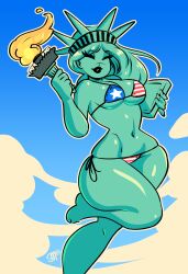 1girls belly belly_button breasts female female_focus female_only lady_liberty legs medium_breasts statue statue_of_liberty torch