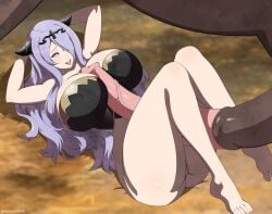 animal_penis beastiality camilla_(fire_emblem) deepspace fire_emblem fire_emblem_fates horse horse_penis horsecock huge_breasts purple_hair self_upload zoophilia