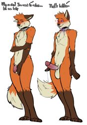 anthro balls bashful blep blush bodily_fluids brown_body canid canine collar collar_only control_collar dripping drooling embarrassed erection femboy flaccid flustered fox freakdan1el fur genital_fluids genitals hi_res humanoid_genitalia humanoid_penis hypnosis male male_anthro mammal mind_control multicolored_body multicolored_fur nude nude_anthro nude_male orange_body penis precum precum_drip saliva shy simple_background slim_anthro slim_male solo standing tan_body tongue tongue_out white_background