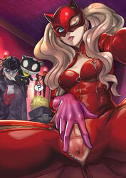 1girls 2020 3boys akira_kurusu ann_takamaki atlus big_breasts black_hair blonde_hair blue_eyes bodysuit breasts censored clothed_female female human jiro-knightraider joker_(persona) long_hair male megami_tensei mona_(persona) morgana_(persona) multiple_boys pale_skin panther(p5) persona persona_5 phantom_thief_suit pussy red_bodysuit ren_amamiya ryuji_sakamoto sega selfie solo_female straight twintails