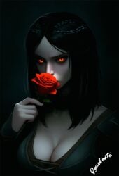 ai_generated big_breasts braided_hair cleavage female flower rose rose_(flower) rousherte self_upload serana skyrim sniffing_flower solo solo_female solo_focus tagme the_elder_scrolls the_elder_scrolls_v:_skyrim