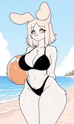 adult adult_anthro adult_female adult_woman aged_up ai_generated animation_meme_community anthro anthro_female anthro_focus anthro_only beach beach_background beach_ball belly_button bikini bikini_bottom bikini_only bikini_top blue_sky bunny_ears bunny_girl bunnygirl cloud clouds curvy curvy_female curvy_figure female female_anthro female_focus female_only furry furry_female furry_only haibu_(rossali) medium_breasts medium_hair navel outdoors outside pixai sand sandy_beach sea seaside shore shoreline sky slim_figure slim_waist solo solo_anthro solo_female solo_focus tagme thick_thighs water white_fur wide_hips woman_focus woman_only woman_solo yellow_eyes yellow_hair youtube