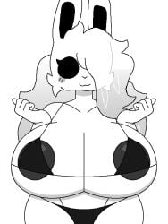 1female 1girls 2d animated bandit.x0 beat_banger big_breasts black_bra bouncing_breasts bra breasts bunny bunny_ears bunny_girl covered_nipples cube_459_(geometry_dash) femgram geometry_dash long_hair teasing teasing_viewer white_body white_female white_fur white_hair white_skin zoologist_beat_banger