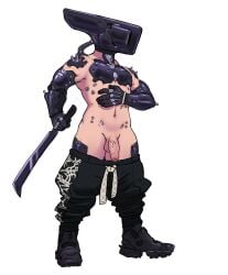 absurd_res absurdres athletic athletic_male baggy_clothing baggy_pants bald_crotch bare_chest bare_chested black_pants black_shoes cables caressing_belly cock_vein cybernetics cyberpunk cyborg cyborg_boy cyborg_male faceless_character faceless_male flaccid flaccid_cock flaccid_penis foreskin human implants machete male male_only metal_head metallic_body mumbles_(kanonite) pants pants_down penis pierced_body piercings post-op rubbing_self sci-fi science_fiction smooth_balls smooth_chest smooth_penis smooth_skin smooth_skinned_male sneakers solo_focus strong_man strongfat strongman strongman_build thick_body thick_thighs toxictop_(artist) trans_(lore) trans_man_(lore) transparent_background uncut uncut_penis veiny_penis weapon weapons wristband