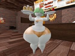 3d 3d_(artwork) alizora anthro anthropomorphic drinks drinks_on_plate femboy femboy_hooters femboy_hoothooters food food_on_plate hoothoot male pokemon pokemon_(species) ralts restaurant second_life serving_food thicc thicc_thighs thick thick_thighs waiter