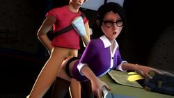 1boy 1boy1girl 1girls 3d anal anal_penetration anal_sex animated anus ass balls bent_over black_hair blue_eyes bottomless canon_couple clothed clothed_female clothed_sex doggy_style eyes_rolling_back female glasses male miss_pauling no_pants no_sound orgasm orgasm_face panties panties_aside partially_clothed penetration penis pussy riversizd rolling_eyes scout scout_(team_fortress_2) sex sex_from_behind source_filmmaker standing standing_sex straight team_fortress_2 thigh_highs thighhighs underwear valve video