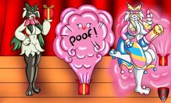 absurd_res animal_genitalia animal_penis anthro balls big_balls big_breasts big_penis bimbofication breasts clown clown_costume clown_makeup clown_nose clown_transformation clownpocalypse equine_genitalia equine_penis female forced forced_transformation generation_9_pokemon genitals gift gynomorph hi_res huge_balls huge_cock hyper hyper_balls hyper_genitalia hyper_penis hypnosis intersex ladyfoxheart latex magic magic_trick magician meowscarada mind_control nintendo pawpads paws penis pink_smoke pokemon pokemon_(species) smoke solo spiral spiral_eyes stage transformation transformation_sequence