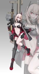 2d 2d_(artwork) bikini bikini_top blonde_hair female female_only girls'_frontline girls'_frontline_2:_exilium gun horns jacket kuroinu9 m4_sopmod_ii_(girls'_frontline) soppo_(girls'_frontline_2) underwear