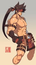 abs bara guilty_gear male_only muscles na_insoo pecs rennik sol_badguy sweat tagme