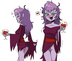 aged_up ass blood clothing dress drinking_blood drunk flashing purple_hair purple_skin pussy scooby-doo scooby-doo_and_the_ghoul_school sibella_dracula vampire zeantiart zsky