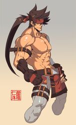 abs bara guilty_gear male_only muscles na_insoo pecs rennik sol_badguy sweat tagme