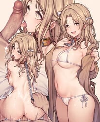 1boy alternate_costume ass bikini blush breasts breath cameltoe censored chains cheeky collar commentary_request cute doggy_style fellatio female hair_ribbon heart heart-shaped_pupils heavy_breathing highres ichikawa_hinana idolmaster idolmaster_shiny_colors jp06 leash leash_pull licking long_hair looking_at_viewer looking_back mosaic_censoring motion_lines navel nude open_mouth oral penis perfect_body ribbon seductive seductive_look seductive_smile sex sex_from_behind side-tie_bikini stomach straight string_bikini suggestive sweat swimsuit swimsuit_under_clothes symbol-shaped_pupils thighs tongue tongue_out torogao undressing vaginal_penetration