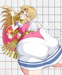 1girls ass ass_focus ass_in_dress big_ass bimbo blonde_hair blue_eyes blush bubble_ass bubble_butt butt_focus dat_ass dress female huge_ass long_hair lordoozy massive_ass nintendo one_eye_closed pale-skinned_female pale_skin pointy_ears princess_zelda royalty smack smacking_ass spanking the_legend_of_zelda zelda_(a_link_between_worlds)