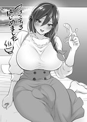 1futa ass big_ass big_breasts big_penis breasts bulge bulge_through_clothing clothed clothing dress_bulge flaccid fully_clothed futa futa_cock futa_milf futa_mommy futa_only futanari genital_fluids half-closed_eyes hourglass_figure huge_breasts human human_only looking_at_viewer monochrome open_mouth penis_under_clothes penis_under_skirt sex_toy sitting skirt solo solo_futa thick thick_ass thick_thighs thighs tokimachi_eisei voluptuous voluptuous_futanari wide_hips