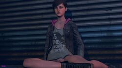 1girls 3d 3d_(artwork) artist_name boots bottomless brown_eyes brown_hair brunette capcom dark_hair durabo earrings eyeshadow female female_only hairless_pussy human human_only light_skin makeup moira_burton necklace night no_panties pussy resident_evil resident_evil_revelations_2 shaved_pussy short_hair skinny solo uncensored vagina yellow_eyes