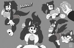 1boy 1girls anthro black_and_white blinki_the_wolf canine cartoony cigar clothed clothing cum cum_on_face duo facial_hair female female_focus fleischer_style_toon foreskin foreskin_folds genital_fluids genitals gloves handwear hi_res humanoid_penis intact male mammal mklancer00 money monochrome mustache nude partially_clothed penis prostitution retracted_foreskin smooth_penis solo_focus straight tongue tongue_out uncut wolf