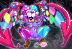 1girls 2019 big_breasts black_nails blue_nipples blue_thighhighs breasts drshanks24 fangs giantess hat huge_thighs jester jester_cap kirby kirby_(series) legs_spread lip_biting long_nails marx marx_(kirby) marx_soul multicolored_nipples necklace nintendo nipple_piercing nipples open_mouth pink_hair pink_nipples pink_thighhighs purple_eyes purple_skin shiny_hair shiny_skin size_difference sweat tagme thigh_highs thighhighs wings