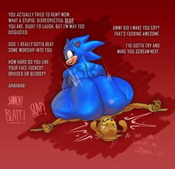 anthro ass big_butt bodily_fluids bound color conadolpomp crying dialogue duo english_text facesitting forced fuckboy gay girly huge_butt looking_back male male/male male_only mobian_(species) rape rope rope_bondage sega sonic_(series) sonic_the_hedgehog sonic_the_hedgehog_(series) tears text yaoi