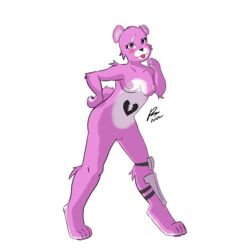 anthrofied blep blush breasts cuddle_team_leader epic_games female fluffy fortnite fur furry genitals hi_res looking_at_viewer mammal nude pink_body pink_fur pussy rassiart smile solo tagme tongue tongue_out ursid video_games