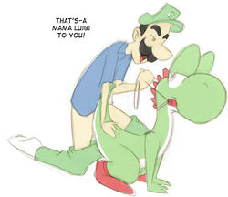 hammmy luigi male/ambiguous mama_luigi_(meme) mario_(series) meme nintendo straight_hair the_super_mario_bros._super_show! yoshi