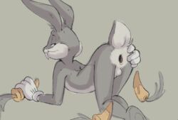 2018 all_fours anthro anus ass balls barefoot black_eyes buckteeth bugs_bunny carrot clothing color dandi digital_media_(artwork) food fur gloves half-closed_eyes hand_on_butt hi_res lagomorph long_ears looking_back looney_tunes male male_only mammal nude pawpads paws penis presenting presenting_anus presenting_hindquarters rabbit smile solo spread_anus spread_ass spreading sweat teeth uncensored vegetable warner_brothers