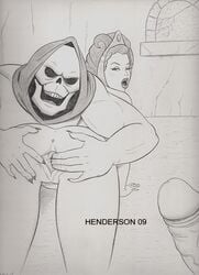 2009 filmation henderson masters_of_the_universe monochrome skeletor teela