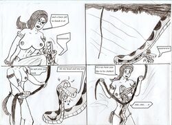 comic disney jking kaa monochrome nipples shanti sketch the_jungle_book