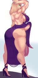 1futa aesa_malvine blonde_hair clothed clothing dress erection_under_clothes fully_clothed futanari green_eyes high_heels looking_back mashpervert muscular_futanari solo_futa very_long_hair warlock warlock_(warcraft) world_of_warcraft