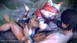 2boys 3d animated human_on_anthro male/male meowscular_chef monster_hunter no_sound penis sex tagme twitchyanimation video yaoi