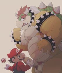 2020 2boys anthro balls belly blush bowser clothing dumdum duo erection gay gay_male genitals hi_res human kemono kissing kissing_penis koopa male male/male male_only mammal mario mario_(series) moobs nintendo nipples overweight overweight_male penis scalie shirt super_mario_bros. topwear video_games