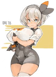 1girls alternate_breast_size bea_(pokemon) big_breasts breasts cleavage female female_only huge_breasts large_breasts nipple_bulge pokemon pokemon_ss sachito solo