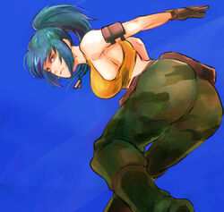1girls artist_request ass big_ass breasts clothed_female female female_focus female_only ikari_warriors king_of_fighters large_breasts leona_heidern long_hair snk solo