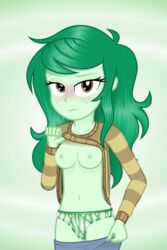 1girls animated breasts equestria_girls female flashing freckles gif hasbro looking_at_viewer my_little_pony navel nipples panties pants_down randomtriples shirt_lift wallflower_blush_(eg)