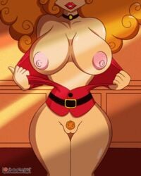 1girls animated areolae bottomless breasts cleavage female female_only flashing huge_breasts human human_only large_breasts lipstick nipples orange_hair orange_pubic_hair powerpuff_girls pubic_hair pussy red_lipstick redhead sara_bellum shadowthespirit shiny shiny_clothes shiny_hair shiny_skin solo standing thick thick_thighs thighs wide_hips