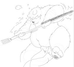 2020 anthro asian_clothing balls belly clothing east_asian_clothing fishing fundoshi genitals japanese_clothing kemono male male_only mammal monochrome navel overweight overweight_anthro overweight_male sketch solo suishou0602 underwear