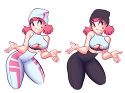 1girls breasts cleavage cleavage_cutout clothed clothing cute eyebrows_visible_through_hair female female_only hat original pink_hair red_eyes saymanart simple_background solo thick_thighs vinyl_(saymanart) white_background