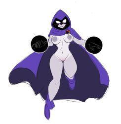 1girls big_breasts blush boots breasts broach clenched_teeth cloak dc dc_comics dcau embarrassed embarrassed_nude_female enf exposed_torso female female_only footwear goth grey_skin handwear herny hood human looking_down magic mostly_nude nipples nude obscured_face outerwear pale_skin purple_eyes purple_shoes pussy rachel_roth raven_(dc) simple_background smooth_skin tanline tanlines teen_titans thick_thighs white_background wide_hips